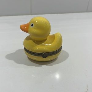 Department 56 Yellow Rubber Ducky Duck Porcelain Hinged Trinket Treasure Box